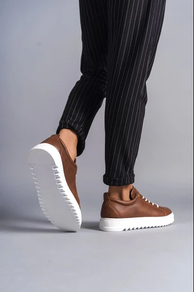 Tb152 Cool Bağcıklı Cilt Erkek Günlük Spor Klasik Ayakkabı Cbt -  Taba - Resim 3