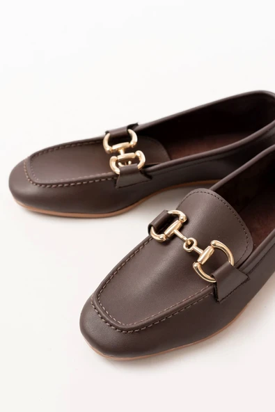 Kahverengi Toka Aksesuarlı Günlük Kadın Babet - 5