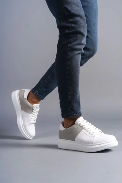 Tb151 Boost Bağcıklı Cilt Süet Erkek Günlük Sneaker Ayakkabı Csbt - Beyaz/gri