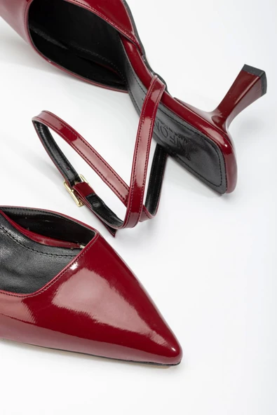 Bordo Rugan Günlük 7 Cm Topuklu Bayan Ayakkabı - 3