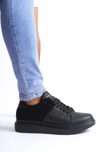 Tb151 Boost Bağcıklı Cilt Süet Erkek Günlük Sneaker Ayakkabı Csst - Siyah - 3