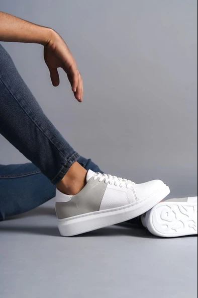 Tb151 Boost Bağcıklı Cilt Süet Erkek Günlük Sneaker Ayakkabı Csbt - Beyaz/gri - 3