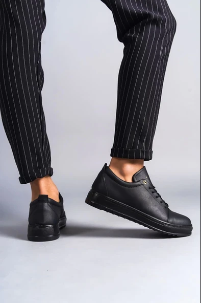 Tb152 Cool Bağcıklı Cilt Erkek Günlük Spor Klasik Ayakkabı Cst - Siyah - 3