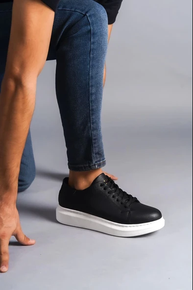 Tb151 Boost Bağcıklı Cilt Erkek Günlük Sneaker Ayakkabı Cbt - Siyah