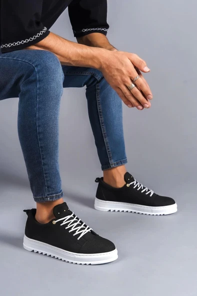 Tb152 Cool Bağcıklı Keten Erkek Günlük Spor Klasik Ayakkabı Kbt - Siyah