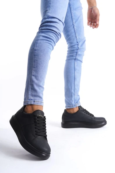 Tb151 Boost Bağcıklı Cilt Erkek Günlük Sneaker Ayakkabı Cst - Siyah