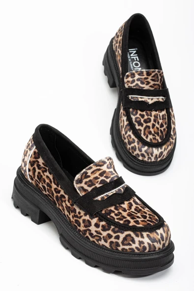 Leopar Günlük Yüksek Tabanlı Loafer Ayakkabı - 4