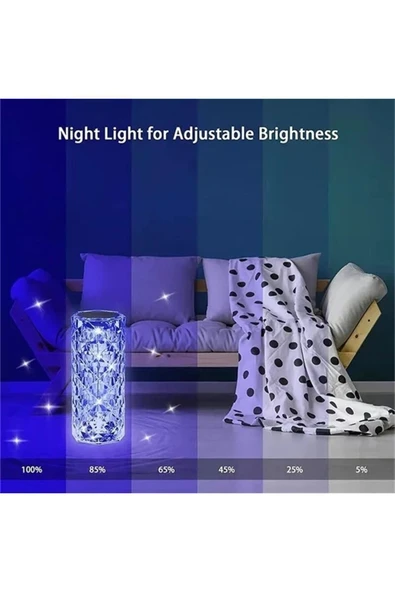 Kumandalı Kristal Masa Lambası Rgb Gece Lambası 16 Renk Ve 4 Mod Dokunmatik Kontrol - 4