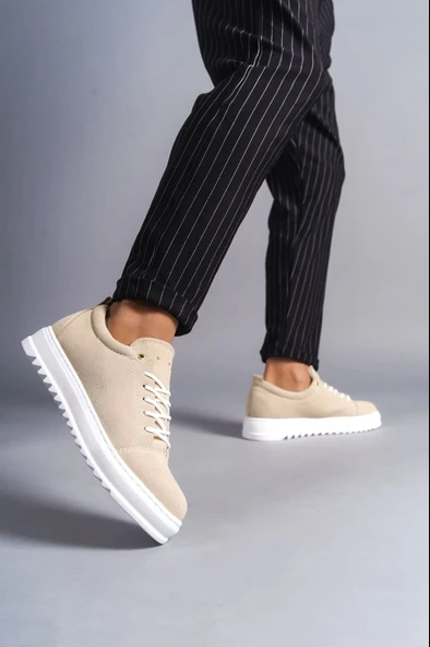 Tb152 Cool Bağcıklı Süet Erkek Günlük Spor Klasik Ayakkabı Sbt - Krem - Resim 3