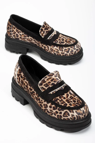 Leopar Günlük Yüksek Tabanlı Loafer Ayakkabı - 5