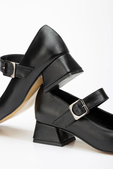 Siyah Günlük 4 Cm Topuklu Bayan Ayakkabı - 5