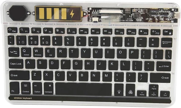 Valkyrie RGB bkz-30 7 Renk Bluetooth Şeffaf Türkçe Klavye - Android ios Windows Uyumlu - Şarjlı - 10 inç - Multimedia - Ultra İnce Tasarım bkz30 - 2
