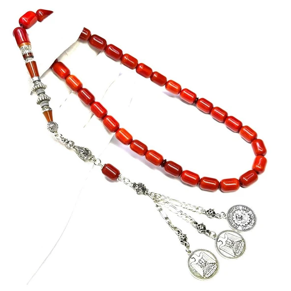 İmame Nakkaş İşlemeli Eklemeli 2 Renk Kapsül Model Püsküllü 9-13mm Sıkma Kehribar Tesbih