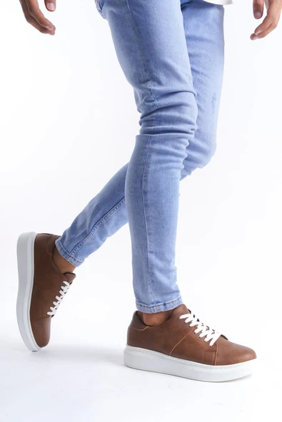 Tb151 Boost Bağcıklı Cilt Erkek Günlük Sneaker Ayakkabı Cbt - Taba - 3