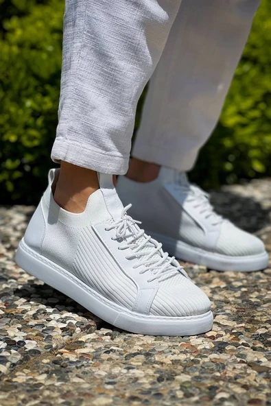 Tb-112   Terzi Bey Beyaz Triko Bağcıklı  Günlük Erkek  Ayakkabı