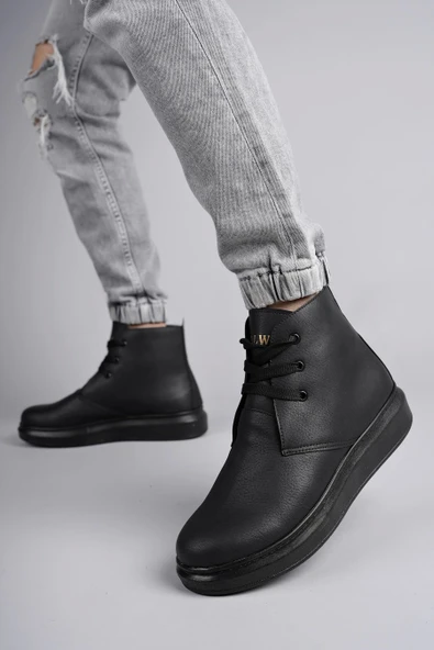 Tb207 Oslo Bağcıklı Cilt Erkek Günlük Spor Bot St - Siyah