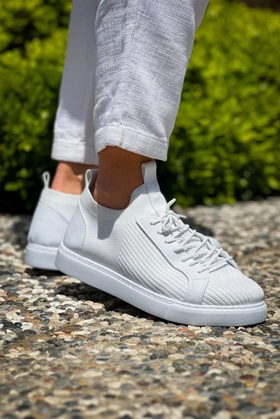 Tb-112   Terzi Bey Beyaz Triko Bağcıklı  Günlük Erkek  Ayakkabı - 2