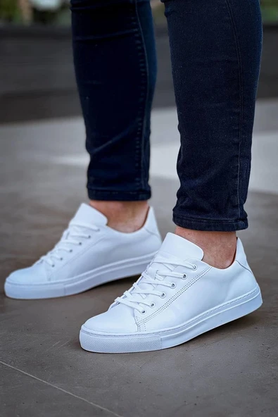 Tb-122  Terzi Bey Beyaz Cilt Yüksek Taban Bağcıklı Günlük Erkek Ayakkabı - Resim 2