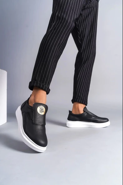 Tb161 Hippo Bağcıksız Cilt Erkek Günlük Sneaker Ayakkabı Cbt - Siyah