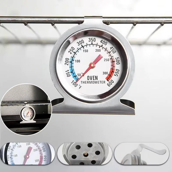 Oven Metal Fırın Termometresi Analog 50-300°C / 100-600°F Paslanmaz - 3