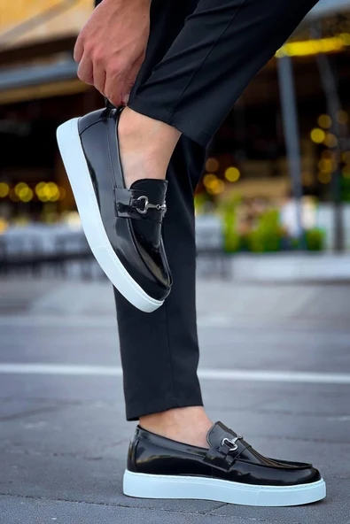 Tb-027 Terzi Bey Bağcıksız Siyah Rugan G Günlük Erkek Ayakkabı - 6