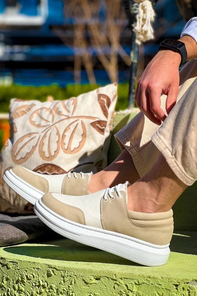 Tb-042  Terzi Bey Bağcıklı Bej Günlük Erkek Ayakkabı - Resim 4