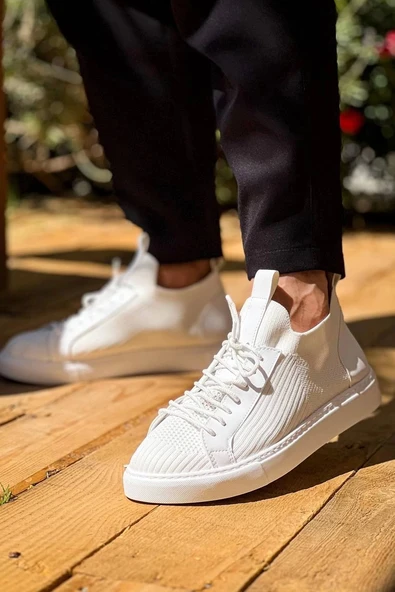 Tb-112   Terzi Bey Beyaz Triko Bağcıklı  Günlük Erkek  Ayakkabı - 4