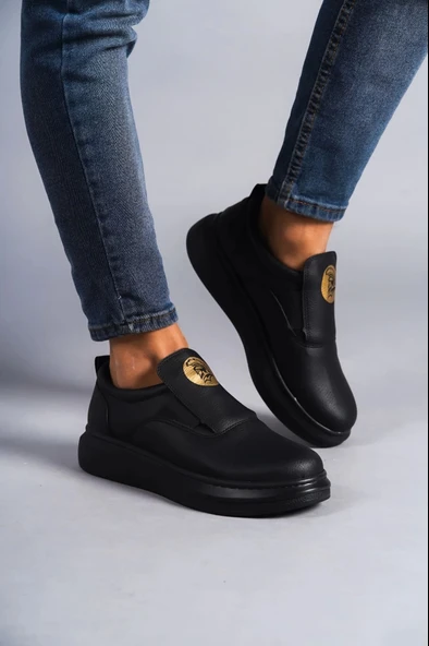 Tb161 Hippo Bağcıksız Cilt Erkek Günlük Sneaker Ayakkabı Cst - Siyah