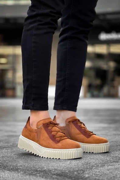 Tb-x502  Terzi Bey Taba Süet Yüksek Bej Taban Bağcık Detaylı Lastikli Günlük Erkek Ayakkabı ürün görseli