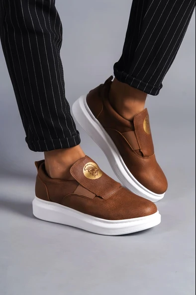 Tb161 Hippo Bağcıksız Cilt Erkek Günlük Sneaker Ayakkabı Cbt - Taba