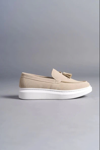 Tb154 Blaze Bağcıksız Püsküllü Süet Erkek Günlük Spor Klasik Ayakkabı Sbt - Krem - Resim 4