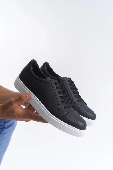 Tb165 Elite Bağcıklı Cilt Erkek Günlük Sneaker Ayakkabı Cbt - Siyah - 4
