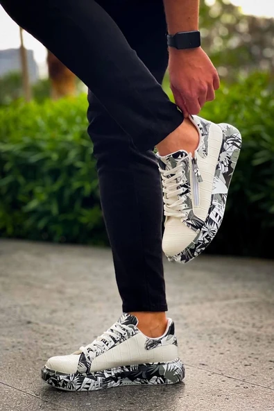 Tb-02 Terzi Bey Bağcıklı Crocodile Beyaz Siyah Günlük Erkek Ayakkabı - 5