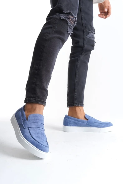 Tb180 Estilo X Bağcıksız Süet Erkek Günlük Spor Klasik Ayakkabı Sbt - Mavi - Resim 3