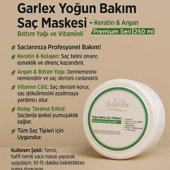GARLEX YOĞUN BAKIMLI SAÇ ÇIKARAN VE GÜÇLENDİREN MASKE,250 ML - 3