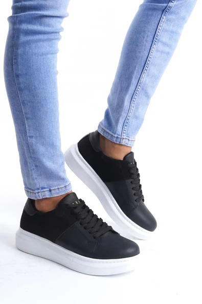 Tb151 Boost Bağcıklı Cilt Süet Erkek Günlük Sneaker Ayakkabı Csbt - Siyah