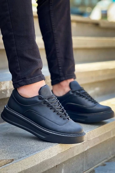 Tb-005 Terzi Bey Siyah Cilt Siyah Taban  Bağcıklı  Günlük Erkek  Ayakkabı - Resim 3