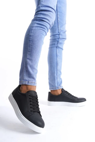 Tb165 Elite Bağcıklı Cilt Erkek Günlük Sneaker Ayakkabı Cbt - Siyah - 3