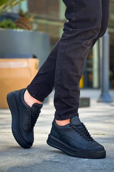 Tb-005 Terzi Bey Siyah Cilt Siyah Taban  Bağcıklı  Günlük Erkek  Ayakkabı - Resim 4