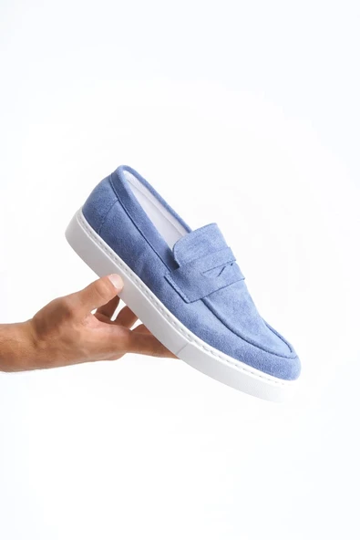 Tb180 Estilo X Bağcıksız Süet Erkek Günlük Spor Klasik Ayakkabı Sbt - Mavi - Resim 4