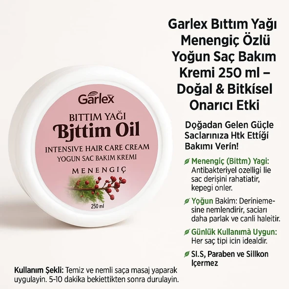 Garlex Bıttım Yağlı , Menengiç Özlü ,Saç Bakım Kremi,250 ML - 3