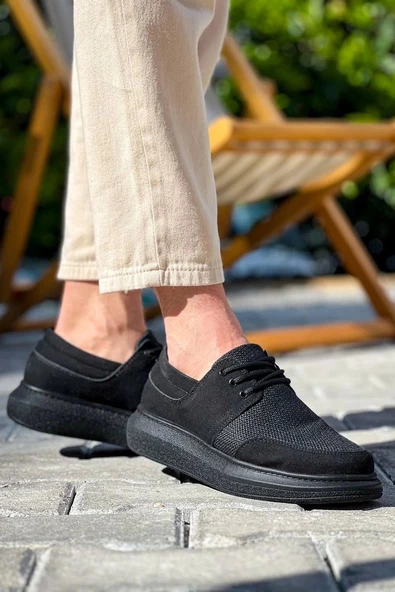 Tb-042  Terzi Bey Bağcıklı  Siyah Deri Tozu Siyah Taban Günlük Erkek Ayakkabı - Resim 4