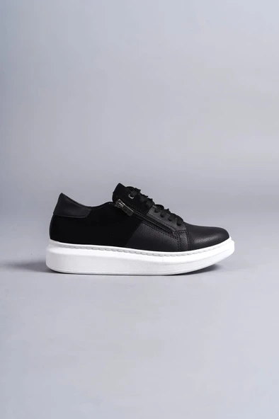 Tb155 Warrior Bağcıklı Ve Fermuarlı Cilt Süet Erkek Günlük Sneaker Ayakkabı Csbt - Siyah - 4