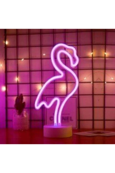 Dogusdeco Flamingo Neon Led Işıklı Masa-gece Lambası Dekoratif Neon Led Lamba