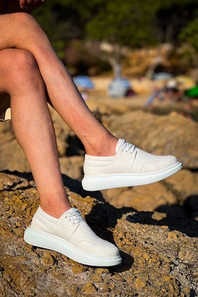 Tb-042  Terzi Bey Bağcıklı Beyaz Günlük Erkek Ayakkabı - 6