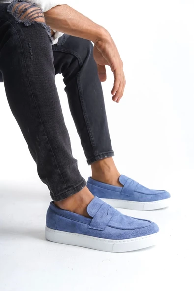 Tb180 Estilo X Bağcıksız Süet Erkek Günlük Spor Klasik Ayakkabı Sbt - Mavi