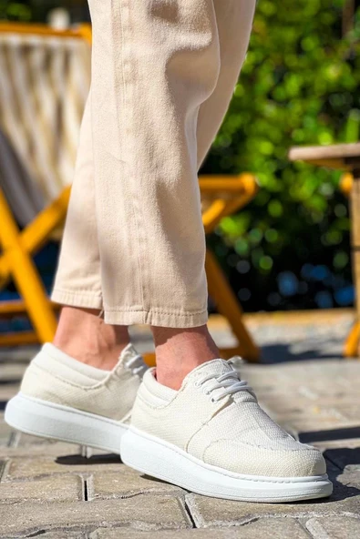 Tb-042 Terzi Bey Bağcıklı Beyaz Günlük Erkek Ayakkabı - 2