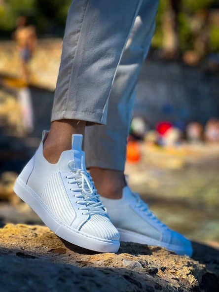 Tb-112   Terzi Bey Beyaz Triko Bağcıklı  Günlük Erkek  Ayakkabı - 7