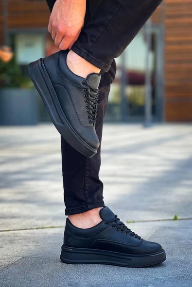 Tb-005 Terzi Bey Siyah Cilt Siyah Taban  Bağcıklı  Günlük Erkek  Ayakkabı - Resim 2