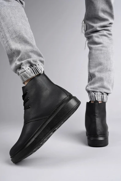 Tb207 Oslo Bağcıklı Cilt Erkek Günlük Spor Bot St - Siyah - 3